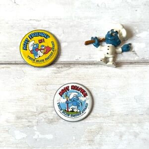 Vintage 1983 Smurfs Fridge Magnet Bundle Set Lot of 3